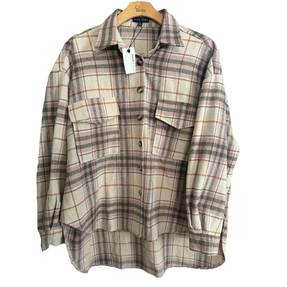 Miou Muse Plaid Flannel Shacket Size‎ XL Medium Weight Women's